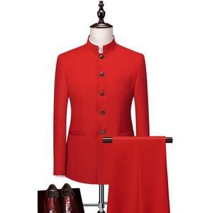 <span class=keywords><strong>Costume</strong></span> d'affaires de luxe pour <span class=keywords><strong>homme</strong></span>, coupe ajustée, avec <span class=keywords><strong>veste</strong></span> à col montant, idéal pour les occasions professionnelles et les mariages - Product Image 5