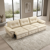 Sofá Cama de Cuero Multifuncional Moderno KMJ, Sofá Reclinable de 3 Plazas, Sofá Eléctrico