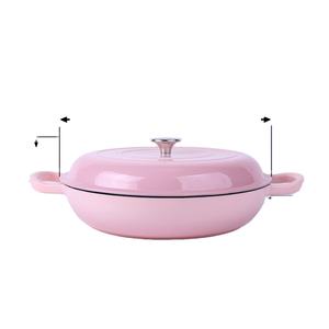ChuiHua fabbrica rosa smalto ghisa casseruola poco profonda frutti di mare casseruola in ghisa con coperchio forno olandese - Product Image 5