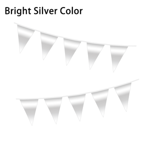 Guirnalda de Banderines Colgantes de Poliéster Plegable Impermeable Plateado Brillante de 32 Pies con Impresión Digital <span class=keywords><strong>para</strong></span> Recuerdos de Boda - Product Image 3