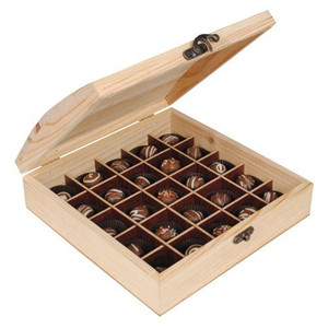 Boîte à chocolats en bois avec 5x5 compartiments, boîtes cadeaux à 25 emplacements, emballage <span class=keywords><strong>vide</strong></span> pour chocolats faits main, présentoir pour mariage ou fête - Product Image 3