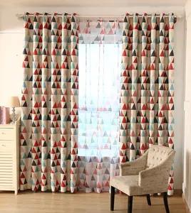 Triangular Pastoral Style Mediterranean Blackout Curtain Cloth Window Curtains For Living Room Bedroom