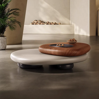 Table basse rotative design moderne, table basse de salon rétro luxueuse, table centrale en bois irrégulière créative populaire
