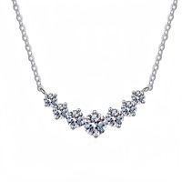 Collier Pendentif FanKe 925 en Argent Sterling Tendance Sourire Sept Princesses, Chaîne de Liens Femme Moissanite Haut de Gamme Style Ins