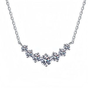 Collana con Ciondolo FanKe in <span class=keywords><strong>Argento</strong></span> Sterling 925, Trendy Smile Seven Princess, Alta Qualità, Moissanite, Catena Femminile Ins Link - Product Image 5