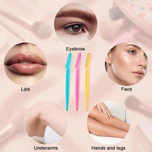 Lot de 12 rasoirs à sourcils et rasoirs multi-usages <span class=keywords><strong>pour</strong></span> le visage, <span class=keywords><strong>pour</strong></span> femmes et hommes, outils d'épilation faciale avec couvercle de protection - Product Image 3