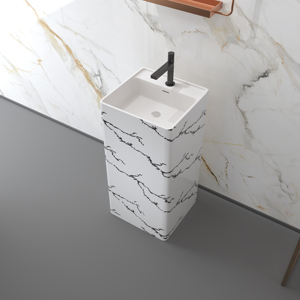 Vasque autoportante carrée en surface solide pour salles de bain (vente en gros) - Product Image 4