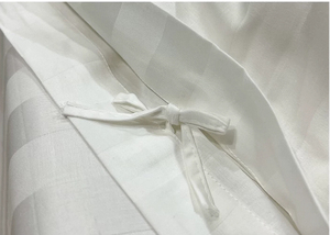 Venta al por mayor de 3cm de rayas blancas de polialgodón colección de hoteles ropa de cama de calidad premium juego de edredón con funda de almohada en línea - Product Image 5