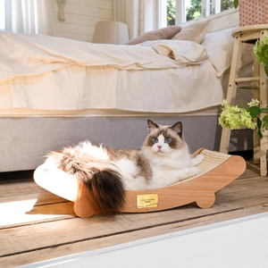 Tempat tidur kucing klasik mewah Set mainan gaya Modern papan garuk bambu untuk Natal bahan kertas Halloween - Product Image 2