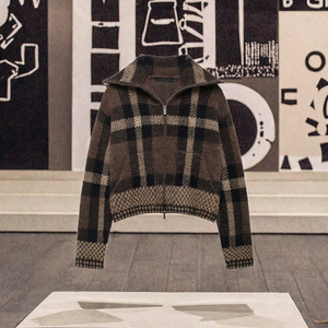 เสื้อคาร์ดิแกน/เสื้อเชิ้ตแขนยาวคอเต่าลายสก็อตสไตล์วินเทจสำหรับผู้หญิง ผ้าถักเนื้อนุ่ม ไม่ยับง่าย เหมาะสำหรับใส่ลำลองช่วงฤดูใบไม้ร่วง - Product Image 3