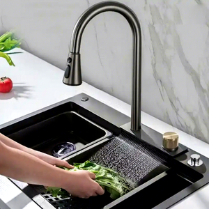 Modern New <strong>Kitchen</strong> Sink Faucet, Waterfall Style Water Outlet Sink Faucet, Multifunctional Stainless Steel Sink Faucet - Product Image 2