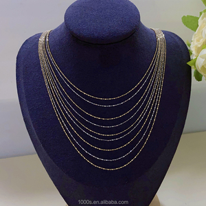 1000S joyería fina 18K oro sólido nuevo diseño ajuste intercuenta cadena collar oro amarillo joyería de moda para mujeres - Product Image 3