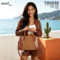 Tas Tote Kantor Wanita Multi Warna Elegan, Dompet Selempang, Set 3Pcs, Kulit PU, Desainer, Grosir Tas Tangan