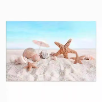 Impression sur toile moderne personnalisée, sans cadre, peinture abstraite de plage avec étoiles de mer, déroulée dans un tube pour la décoration murale de la maison