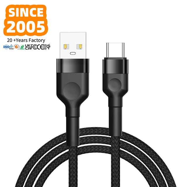 Hot Selling Durable 3A Fast Charging Type-C Nylon Braided Cable for IOS Earphone Smart Watches & Mobile Devices