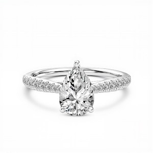 Modern Round and Pear Lab Grown Diamond Two Stone <b>Ring</b> with 0.25 Carat Round and 1.00 Carat Pear in 925 Sterling Silver 10K 14K - Product Image 4