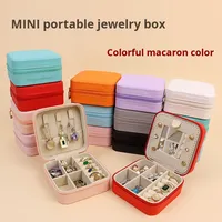 Boîte à bijoux portable en cuir, mini boîte de rangement de voyage, petit emballage pour bagues
