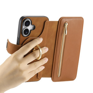 Étui portefeuille en cuir magnétique détachable à rabat, coque de téléphone à dégagement rapide pour <span class=keywords><strong>iPhone</strong></span> 16 15 Pro - Product Image 5