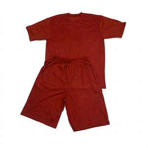Private Label Custom Color Two Piece Men's Knitted 100% Cotton Shorts Set Fitness Print Design Quick Dry Eco-Friendly Front Logo - Product Image 1