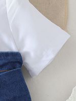 Nouvelle Robe Décontractée d'Été 2025 pour Filles, Longueur Genou, en Jean Uni avec Patchwork, Collection Designer