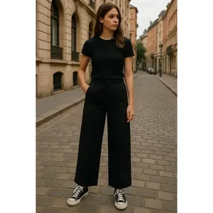 Jeans a Gamba Larga da Donna Adrenaline, Vita Alta, Denim Elasticizzato, Traspiranti, 5 Tasche, Abbigliamento Casual - Product Image 1