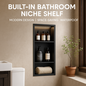 Noir étanche cuisine toilette caché salle de bain mur <span class=keywords><strong>Niche</strong></span> <span class=keywords><strong>douche</strong></span> métal salle de bain intégré en acier inoxydable <span class=keywords><strong>Niche</strong></span> - Product Image 3