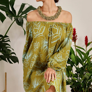 Robe décontractée ample à manches longues et sans bretelles, imprimé hawaïen, en rayonne, personnalisable OEM, pour femme, style designer d'usine - Product Image 3