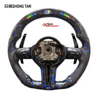 Volant sport en fibre de carbone avec 3 branches et poignée de 40 mm en cuir rouge Zhongtan, remplacement pour E60 F15 F90