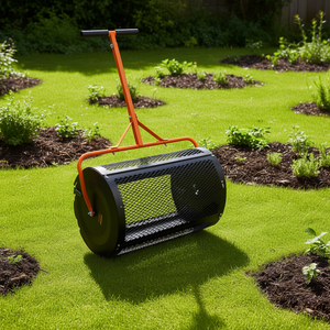 Épandeur de compost noir de 24 pouces, type tambour, épandeur d'engrais, rouleau à gazon, multifonctionnel, facile à utiliser - Product Image 2