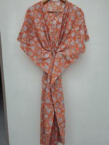 Kaftan floral imprimé à la main pour femme, tenue de nuit, vêtement de détente bohème, robe longue, kaftan indien imprimé au bloc, taille unique, tenue de villégiature - Product Image 6