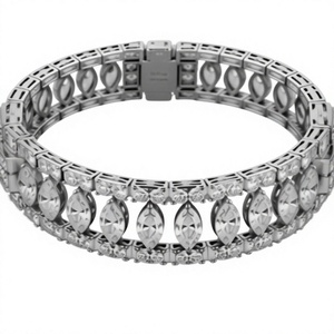 Bracelet manchette en platine serti de moissanite, plaqué rhodium, bijou de luxe pour femme, cadeau de fête - Product Image 2