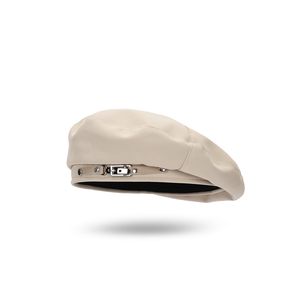 Haute qualité mode couleur unie <span class=keywords><strong>tricot</strong></span>é printemps été bérets coton français rétro béret chapeau pour les femmes en gros - Product Image 2