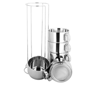 Tazza da viaggio in acciaio inossidabile tazza da tè <span class=keywords><strong>acqua</strong></span> potabile Set di tazze da caffè 6 pezzi con supporto - Product Image 2