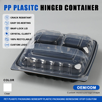 Nouvelle conception de conteneur alimentaire en plastique transparent jetable en PP avec 3 compartiments pour l'emballage à emporter
