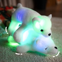 Boneka Beruang Kutub LED Menyala, Mainan Beruang Arktik Putih Lembut Bercahaya, Boneka Bercahaya untuk Dekorasi Kamar Tidur Anak