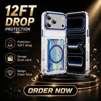 Étui de téléphone avec porte-cartes magnétique pour iPhone 18 Pro Max, coque transparente avec béquille