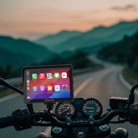 Carpuride Navigateur GPS étanche sans fil pour moto BMW Carplay 7 pouces avec 2 caméras HD, boussole et baromètre en alliage d'aluminium