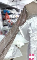 Vestido de Novia Sirena 2 en 1, Asimétrico, de Satén, con Volantes, Sobrevestido Desmontable, con Cuentas, Manga Larga Transparente, Vestido de Novia Africano