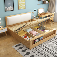 Lits en bois simple sur mesure, meubles de chambre à coucher rembourrés, lit king size, cadre en bois, lit double, lit de mariage simple