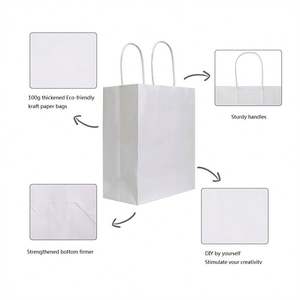 KUAIMA 21*11*27cm Custom Printing White Kraft Paper <b>Bag</b> Wholesale with Paper Handle <b>Personalised</b> Gift Paper <b>Bag</b> - Product Image 4