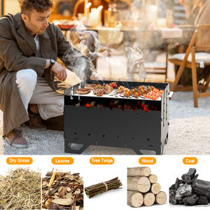 निर्धूम Foldable वाणिज्यिक शिविर स्टील तह Rotisserie पोर्टेबल आउटडोर लकड़ी का कोयला बारबेक्यू BBQ Grills - Product Image 3