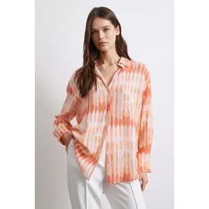 Chemise boutonnée en popeline à imprimé orange pour femme Vero Moda, style bohème, à porter au quotidien - Product Image 5