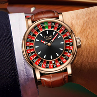 Montre pour homme LIGE 89161, cadran rotatif, thème Las Vegas Roulette, montre de bureau, étanche, lumineuse