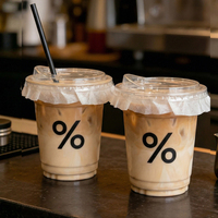Gobelets à café glacé personnalisés avec logo imprimé, transparents, 12oz, 16oz, 20oz, 24oz, gobelets en plastique jetables avec couvercles et pailles noires