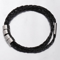 Bracelets en cuir tressés en acier inoxydable avec perles personnalisées pour le dropshipping de mode
