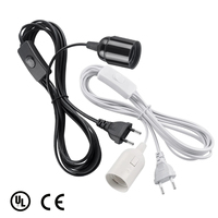 Cordon d'alimentation avec interrupteur et douille E27 en ABS de 1,8 m, prise EU, pour ampoules LED suspendues, luminaires et suspensions.