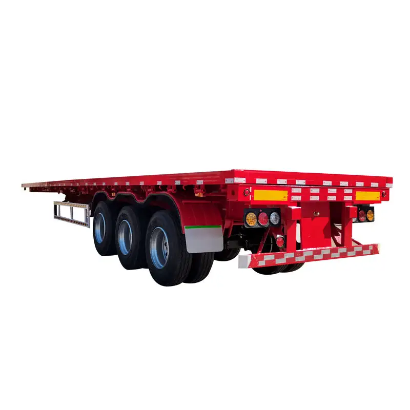 شاحنة نصف شاحنة مسطحة بمحور 3/4 ارتفاع 40 قدم شاحنة نقل نصف شاحنة متنقلة مسطحة للبيع