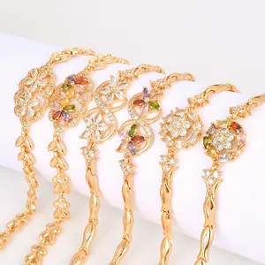 Bán Buôn Trung Quốc Nhà Máy Thiết Kế Hàng Đầu 22K Mạ Vàng Cubic Zircon Tùy Chỉnh Charm Bracelet Thời Trang Trang Sức Phụ Kiện