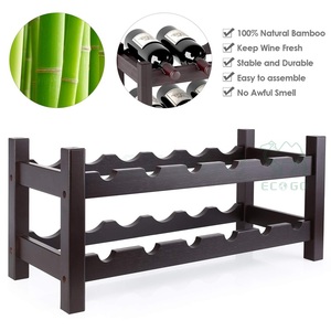Casier à vin moderne Porte-bouteille de stockage de vin à 2 couches Porte-bouteille en bois de bambou Support écologique Support organisateur pour la maison - Product Image 3