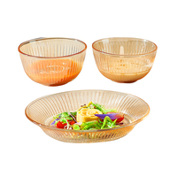 Ensemble de vaisselle en verre ambré à rayures verticales, verres résistants à la chaleur, compatibles micro-ondes et lave-vaisselle, pour la maison, l'hôtel, le restaurant, cadeau